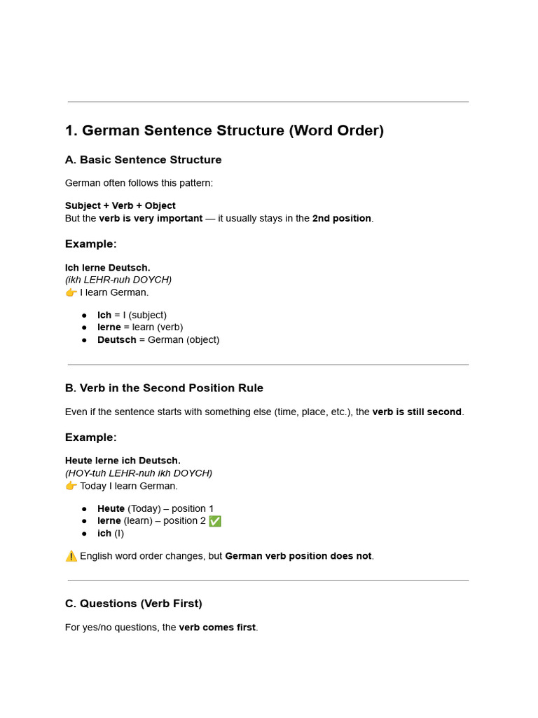 German A1 Session 6 | PDF | Subject (Grammar) | Verb