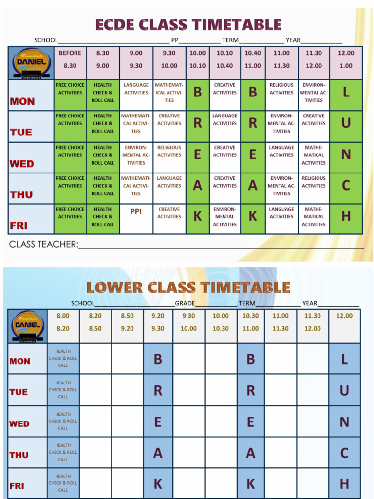 2026 Print Timetable Templates | PDF