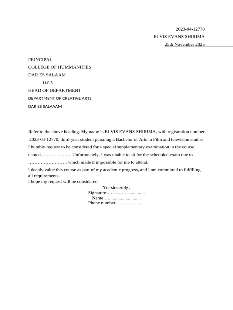 CoHUSPECIAL SUPPLEMENTARY Letter | PDF