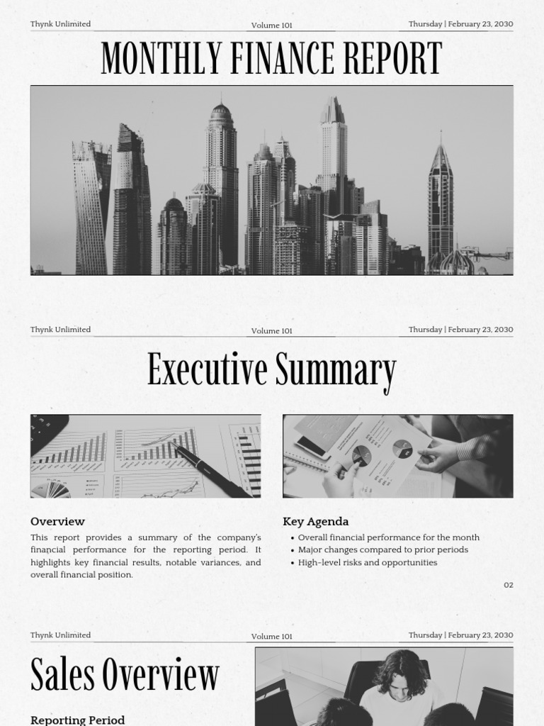 Black and White Classic Vintage Minimalist Newspaper Finance Report ...