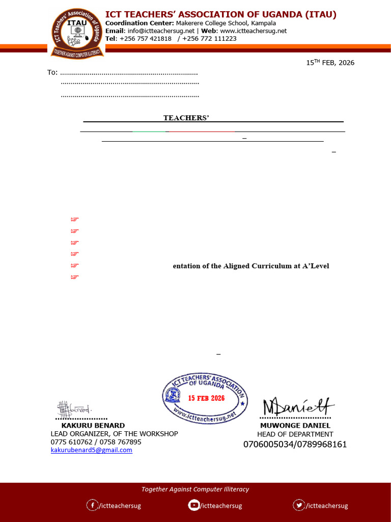 Central Region Ict Workshop Invitation Letter | PDF | Information And ...