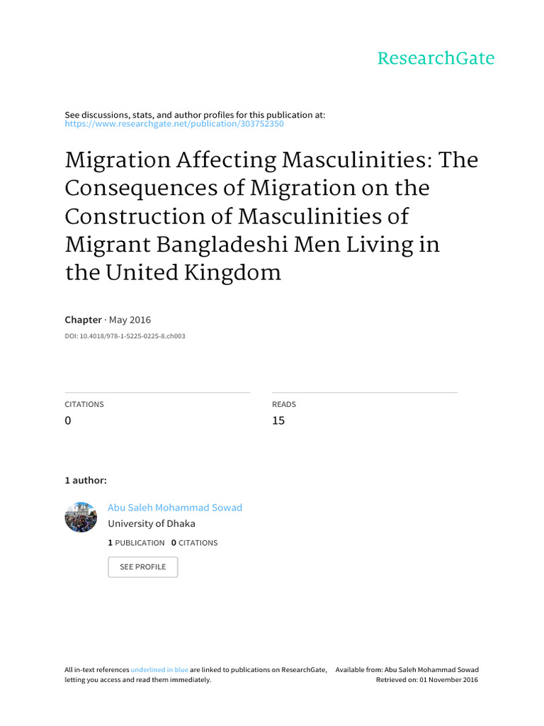 Migration Affecting Masculinities The Co | PDF | Masculinity ...