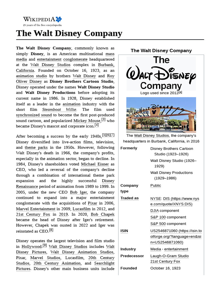 The Walt Disney Company | PDF | The Walt Disney Company | Walt Disney