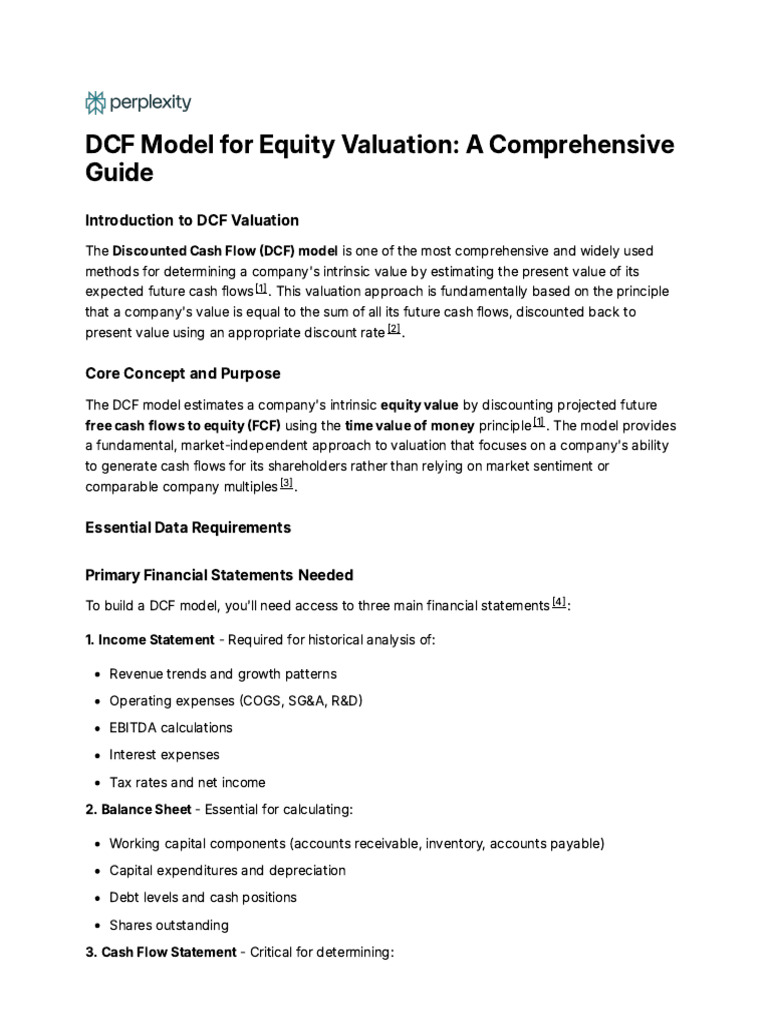DCF Model For Equity Valuation - A Comprehensive Gu | PDF | Discounted ...