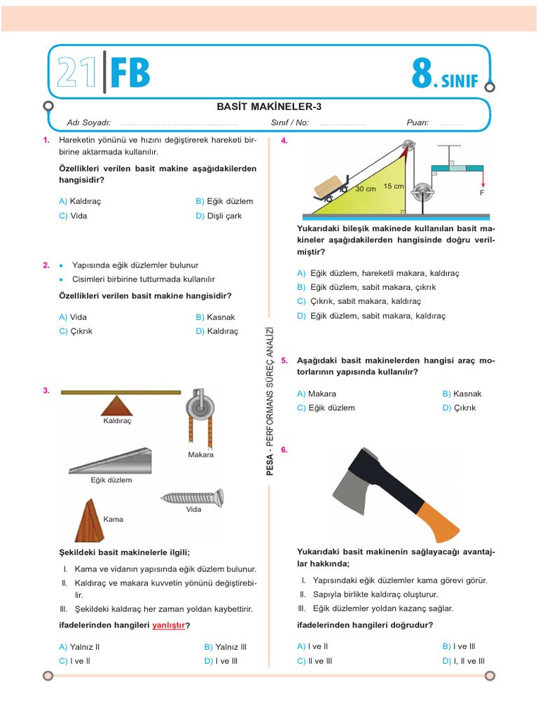 8.sınıf Basit Makineler 3 | PDF