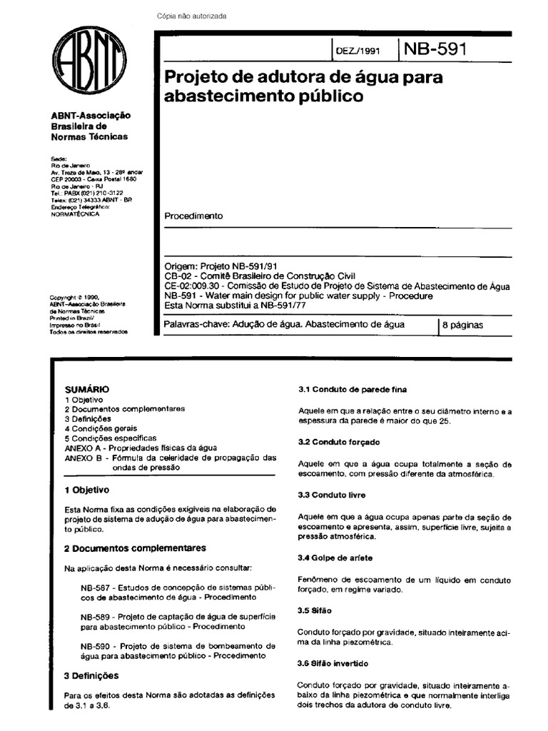 NBR 12215 1992 Adutora | PDF