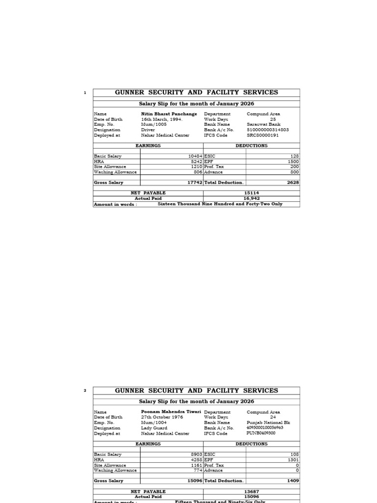 Salary Slip of All Jan 2026 | PDF | Taxes | Government Finances