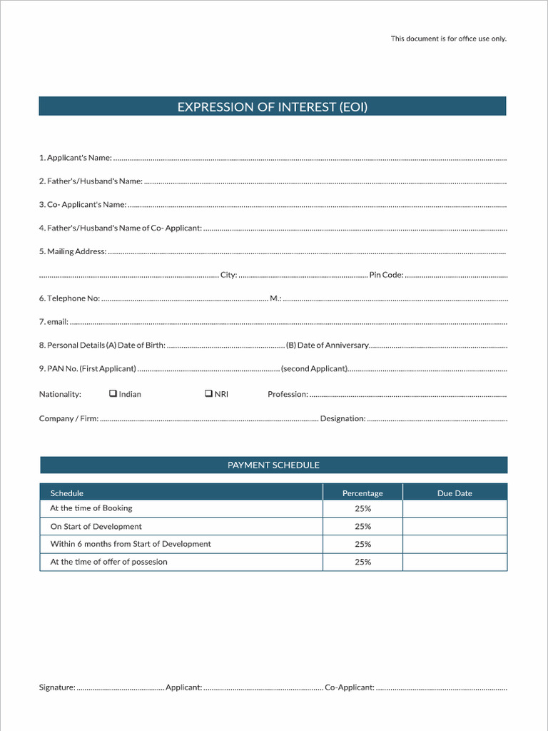 EOI Form Resi Plots Rajpura | PDF