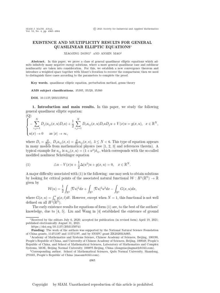 Existence and Multiplicity Results For General Quasilinear Elliptic ...