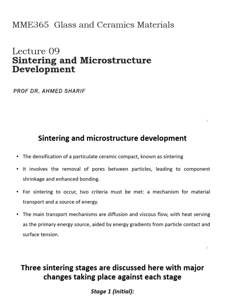 Lecture 9 Sintering - Microstructure - Development | PDF | Sintering ...