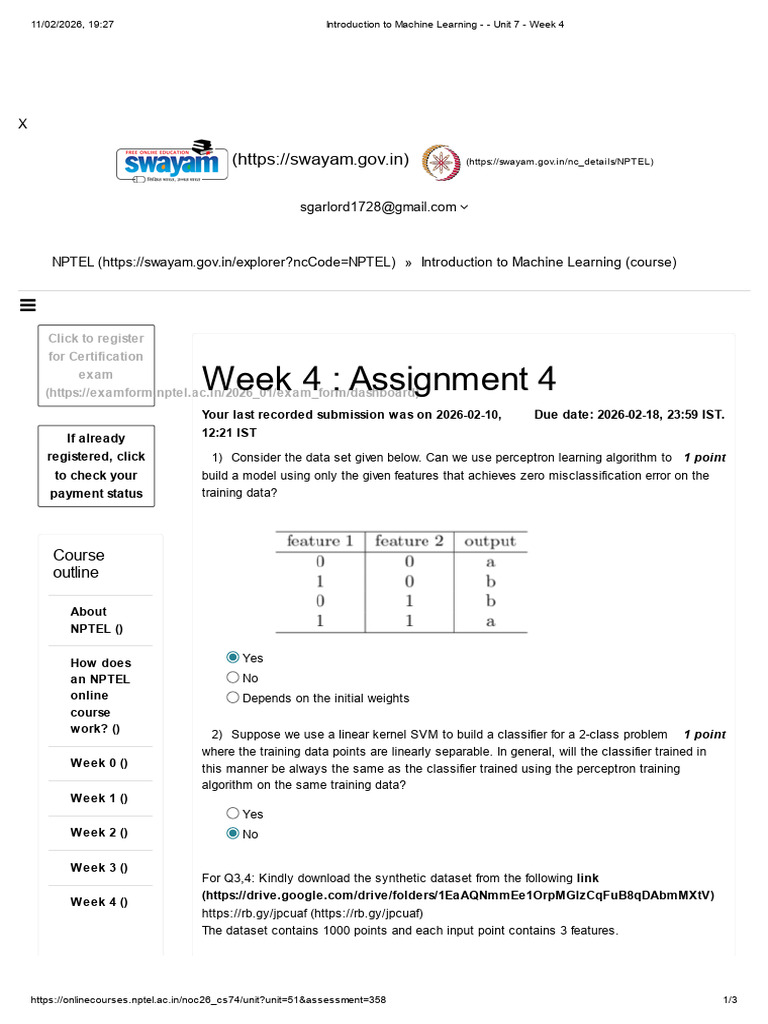 Introduction To Machine Learning - Unit 7 - Week 4 | PDF | Support ...