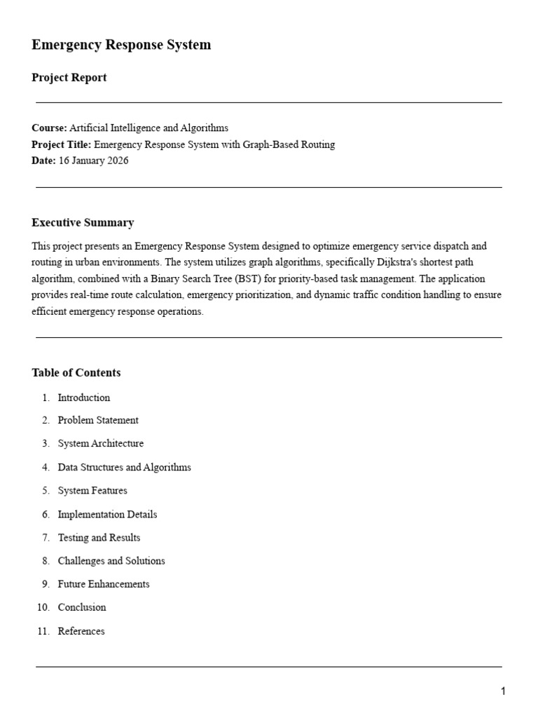 Emergency Response System - AI Project Report | PDF | Theoretical ...