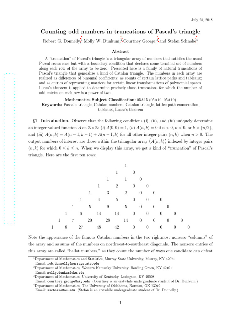 Counting Odd Numbers in Truncations of Pascal's Triangle: I II III I II ...
