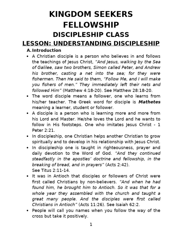 Lesson 1 Understanding Discipleship | PDF | Disciple (Christianity) | Jesus