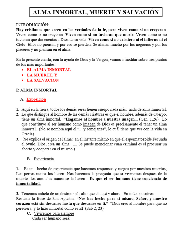TEMA- ALMA INMORTAL, MUERTE, SALVACIÓN | PDF | Salvación | Muerte