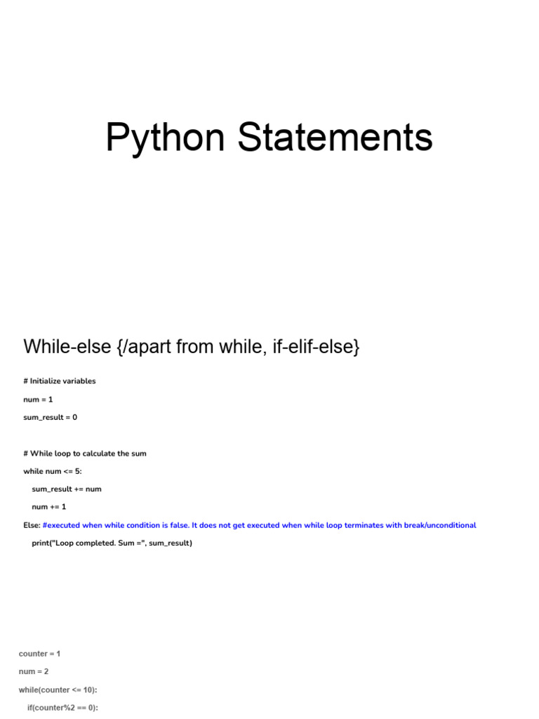 Conditional and Looping Statements | PDF | Object Oriented Programming ...