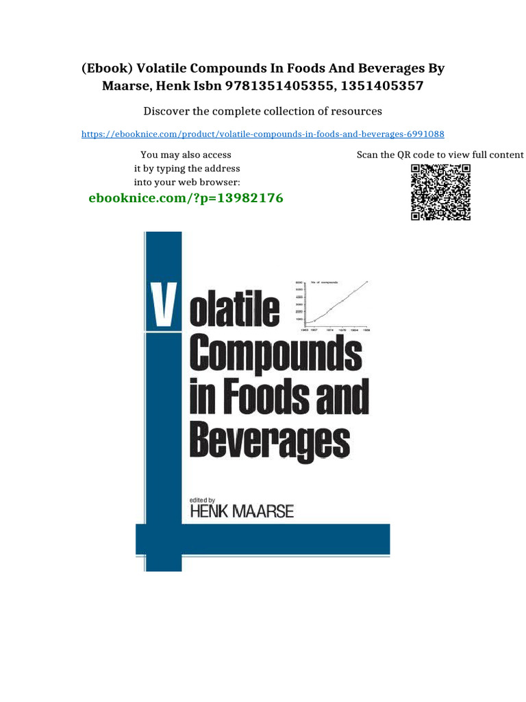 (Ebook) Volatile Compounds in Foods and Beverages by Maarse, Henk ISBN ...