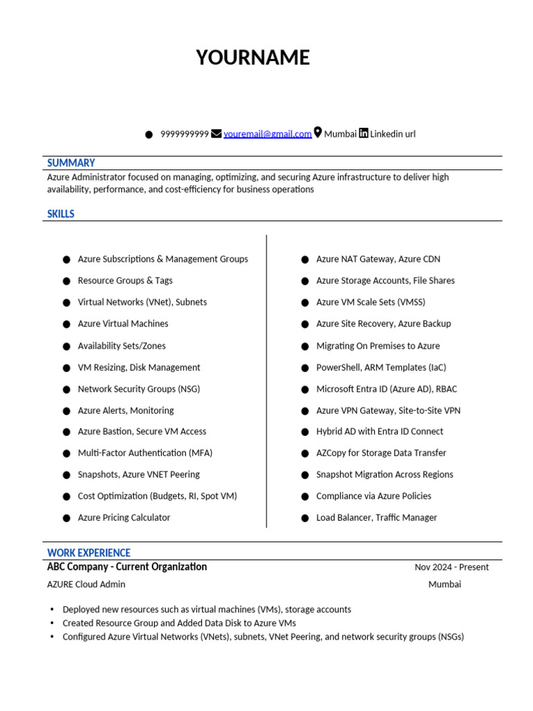 Azure Cloud Resume Sample New 2 | PDF | Microsoft Azure | Virtual Machine