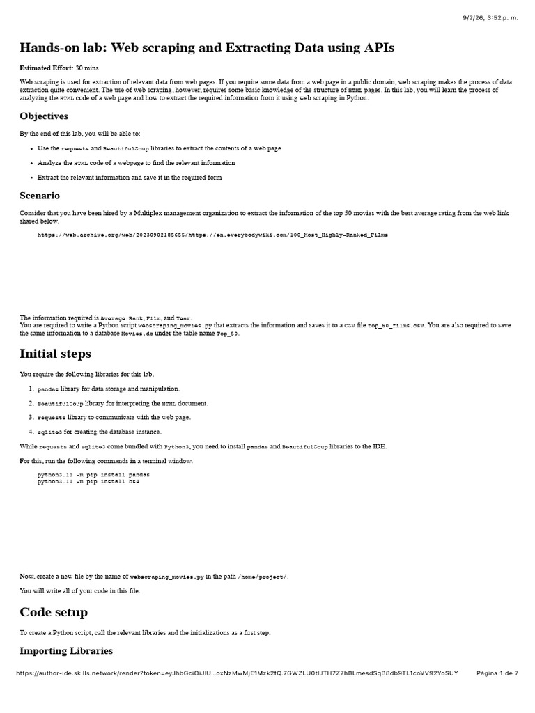 M1 - Hands On Lab Web Scraping and Extracting Data Using APIs - IBM ...