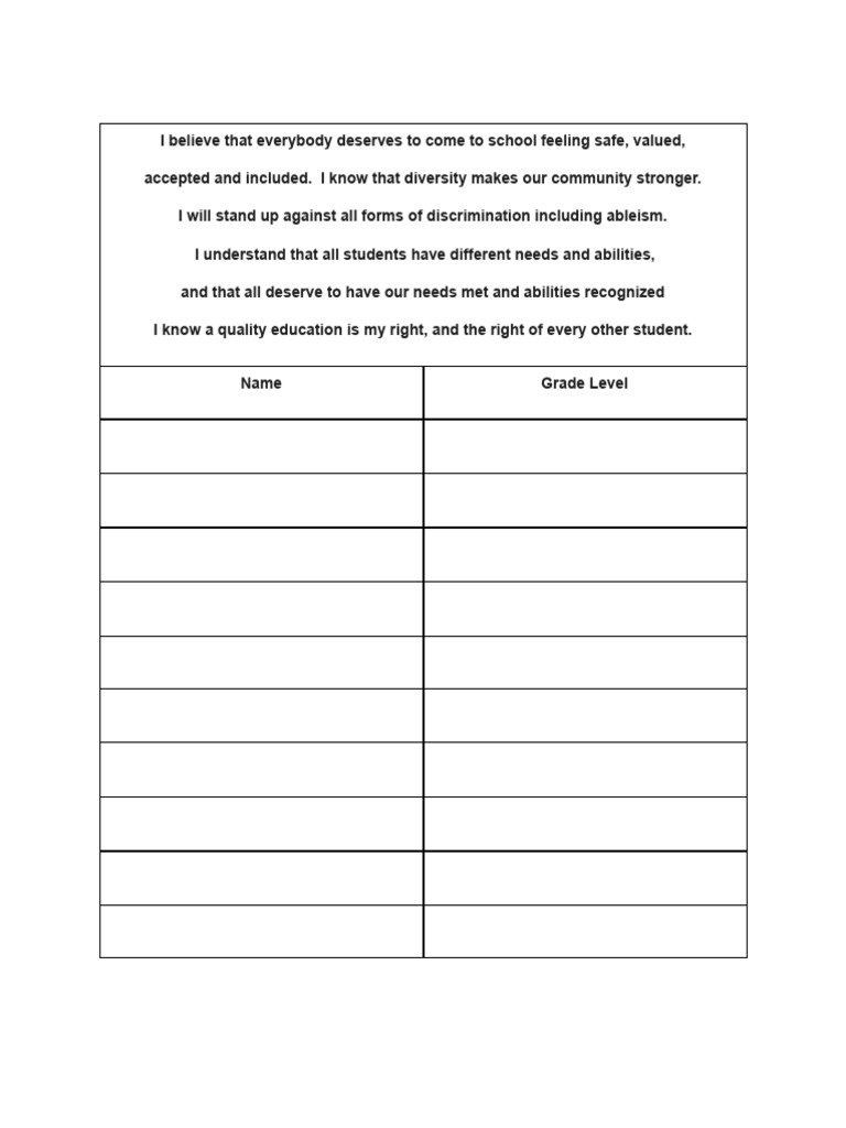 Inclusion Pledge - Adi's Version | PDF
