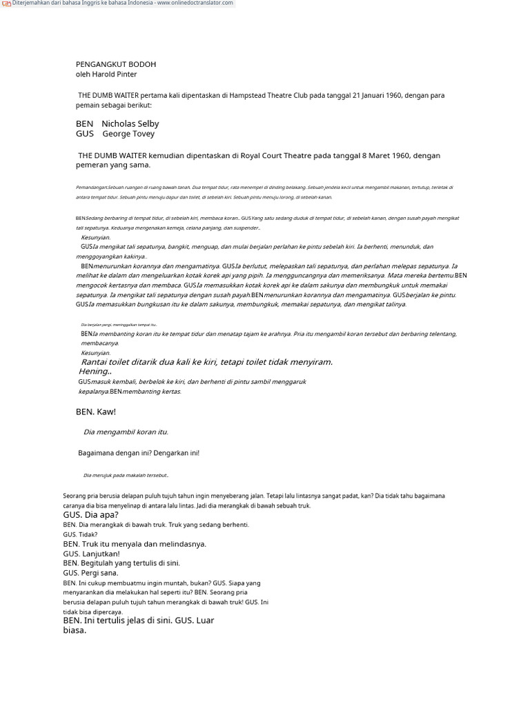 The Dumb Waiter Script Compress Copy - En.id | PDF