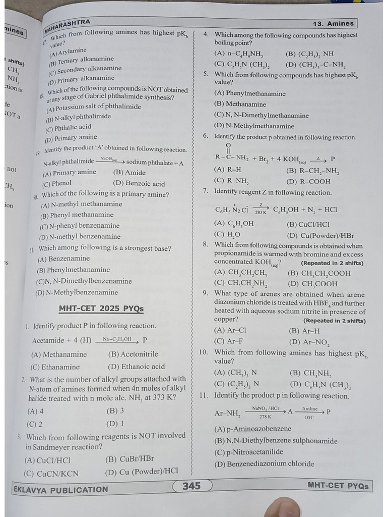Amines Pyq 2025 | PDF