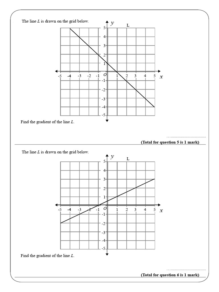 Gradient of Line Practice Questions | PDF