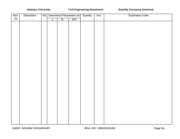 Estimation Sheet | PDF