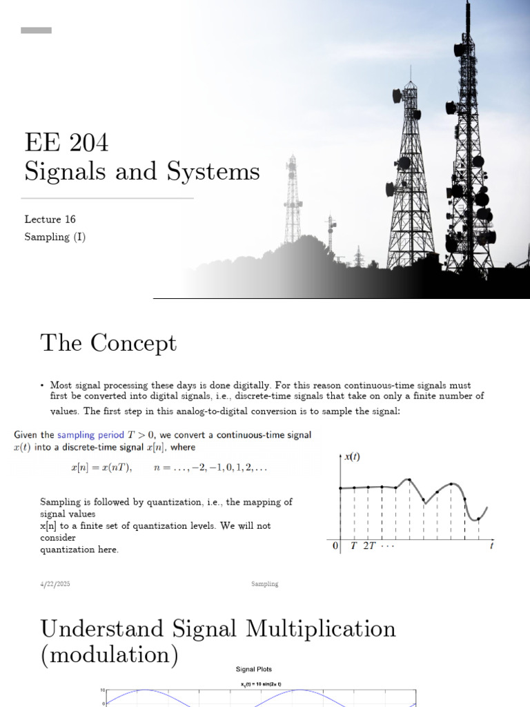 EE 204 Signals and Systems: Sampling (I) | PDF
