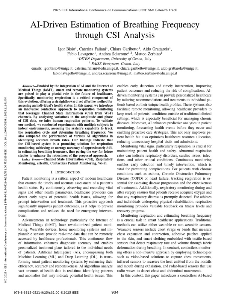 AI-Driven Estimation of Breathing Frequency Through CSI Analysis | PDF ...