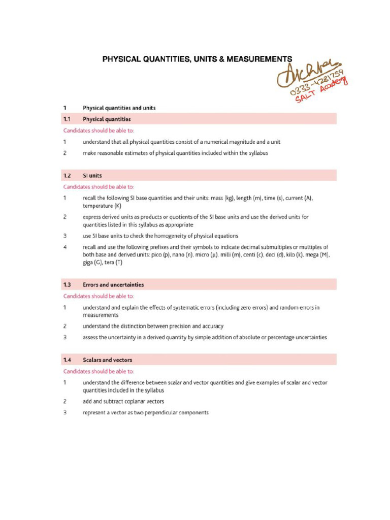 As SALT Physical Quantities | PDF