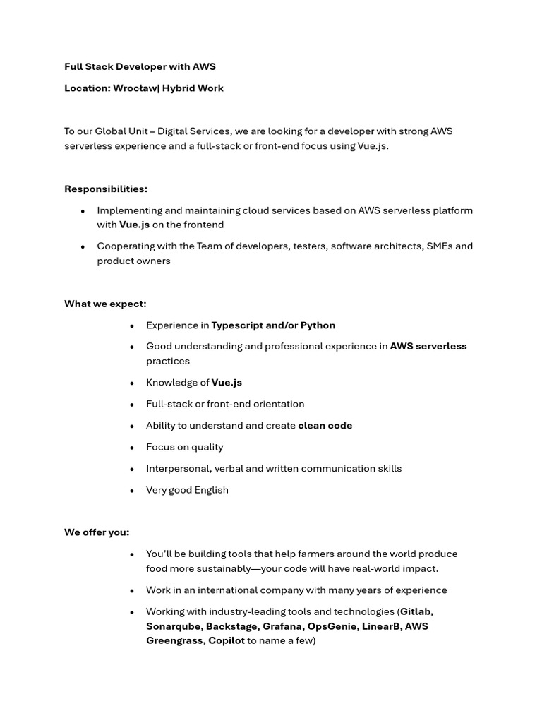 Full Stack Developer With AWS | PDF
