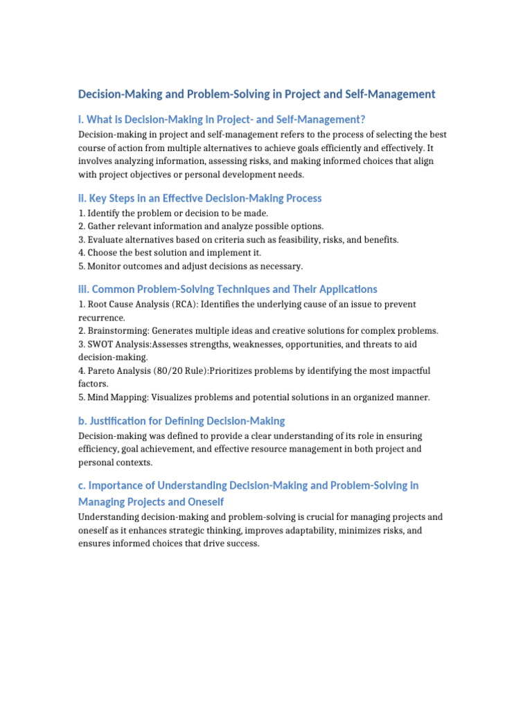 Decision Making and Problem Solving | PDF