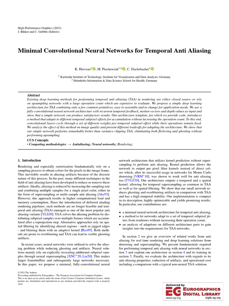 Minimal Convolutional Neural Networks For Temporal Anti Aliasing | PDF ...