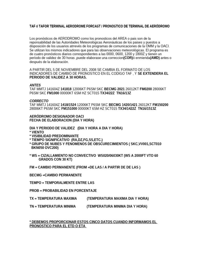 Taf Terminal Aerodrome Forcast | PDF