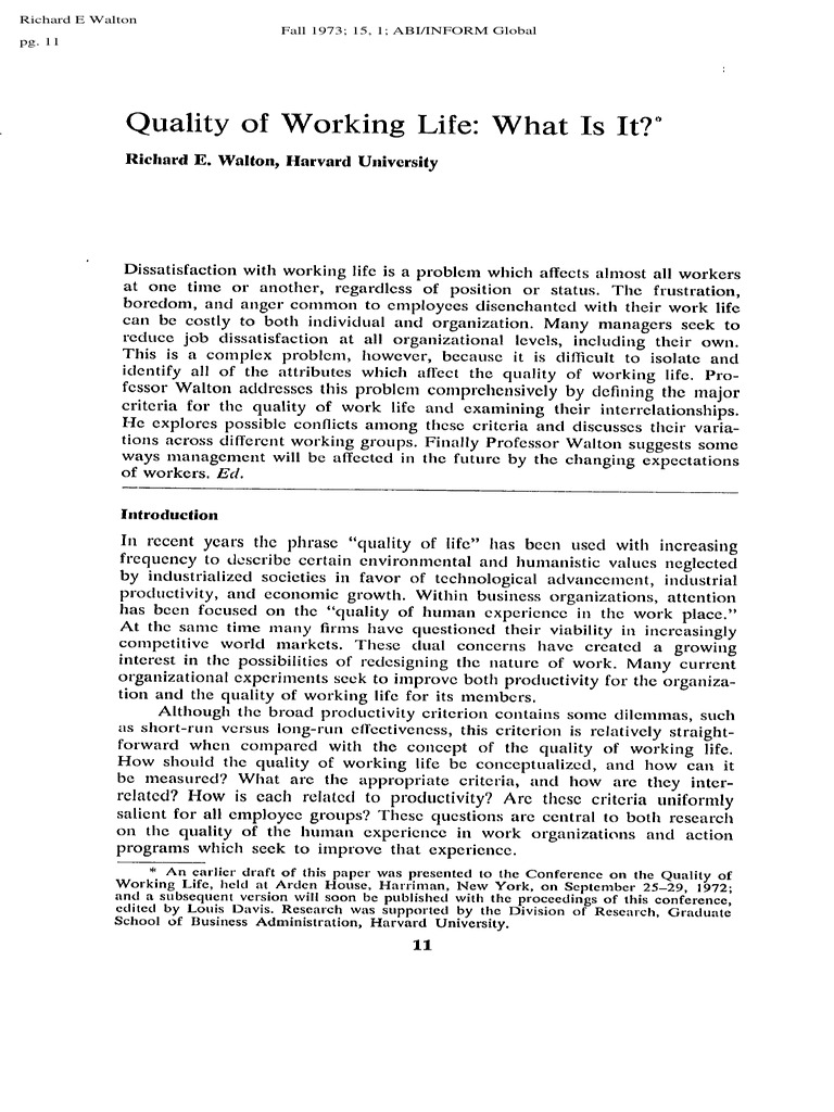 Quality of Working Life What Is It 260220 144010 | PDF