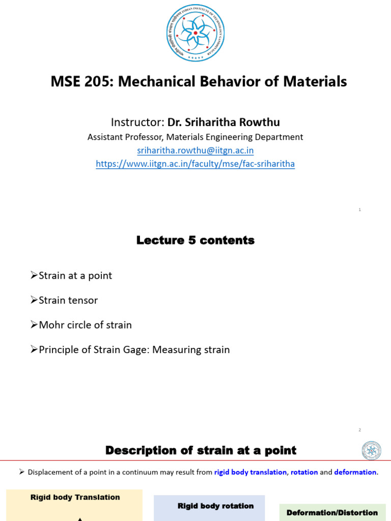 Lecture 5 Strain | PDF | Stress (Mechanics) | Physics