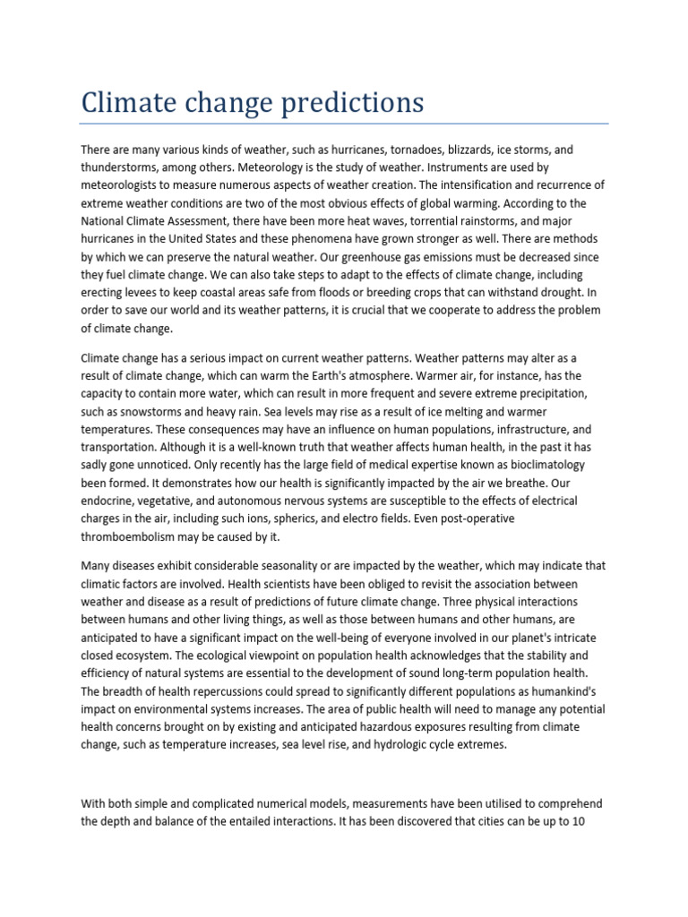 Climate Change Predictions - Article | PDF | Climate Change | Weather