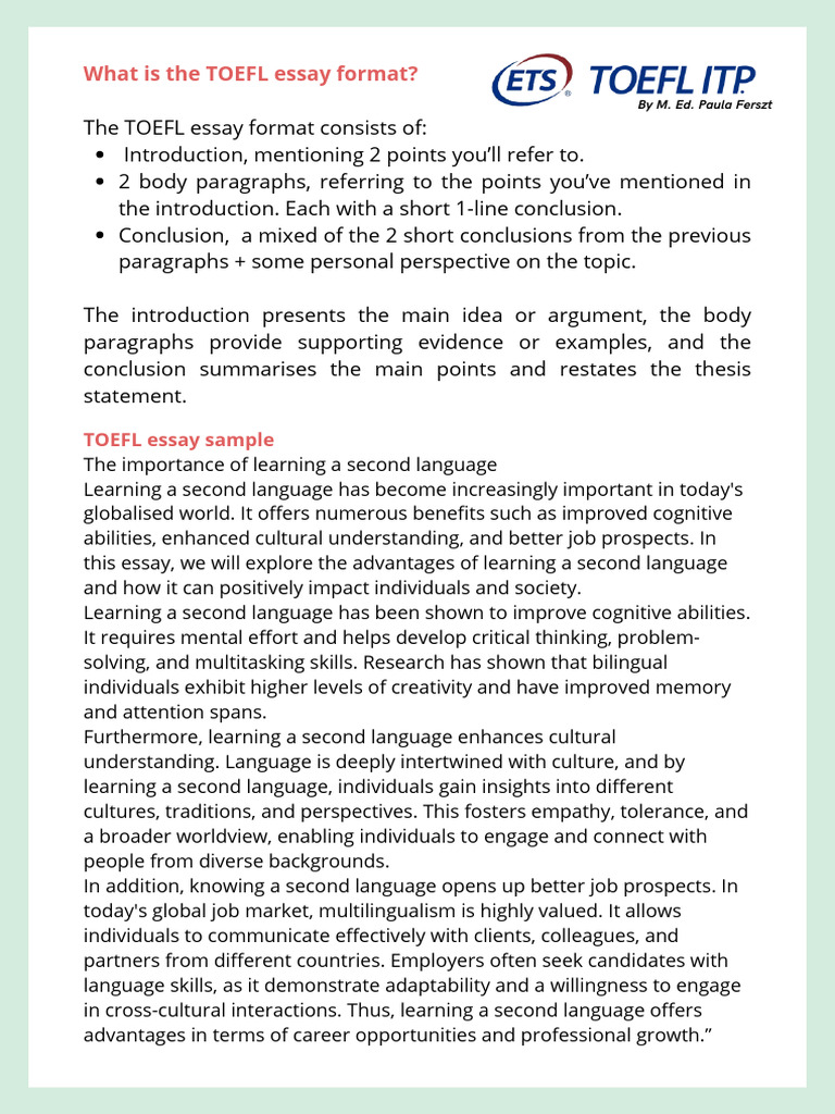 TOEFL Essay Structure | PDF