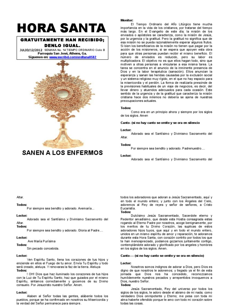 Hora Santa Gratuitamente Han Recibido Denlo Igual Semana No. 14 Tiempo