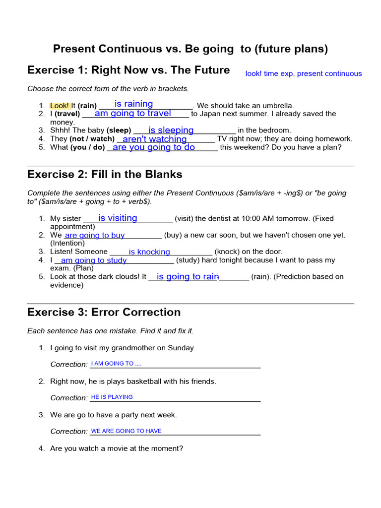 Present Continuous Vs Be Going To | PDF | Linguistics | Syntax