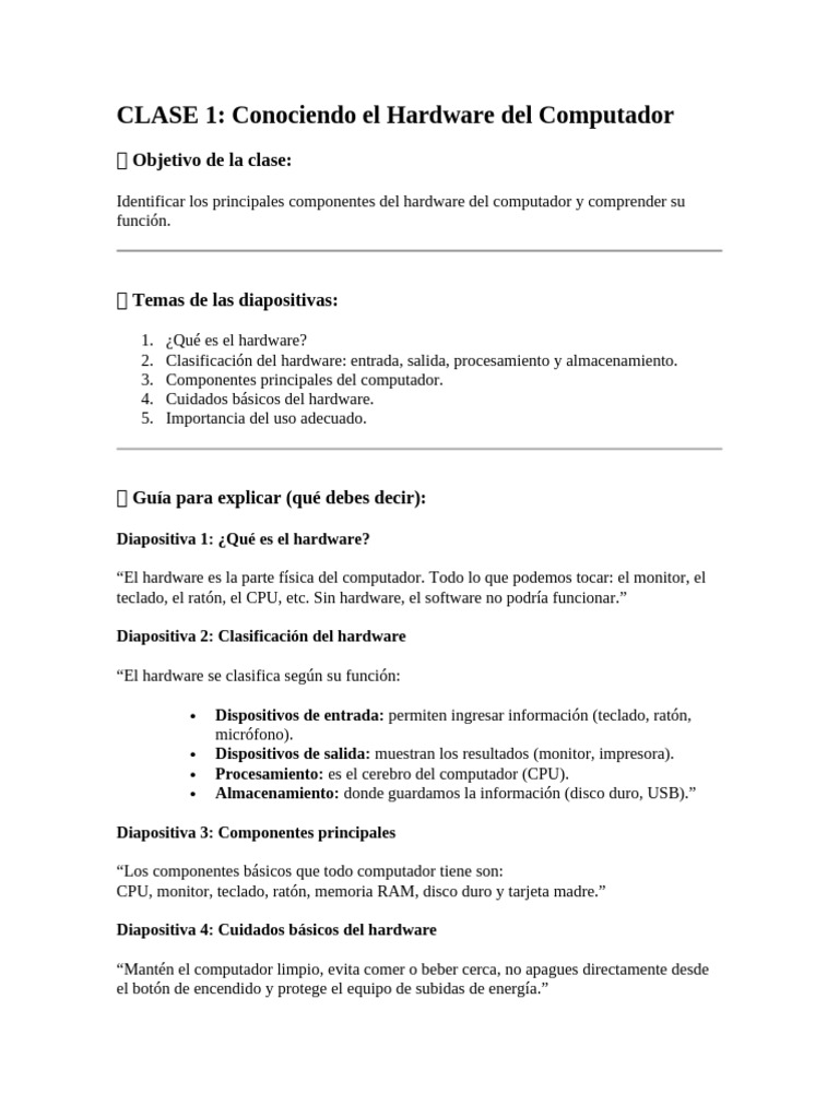 Clase Hardware Oit | PDF | Hardware de la computadora | Ciencias de la ...
