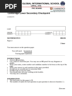 0862 Mathematics March 2026 Checkpoint Question Paper 1 | PDF | Mathematics