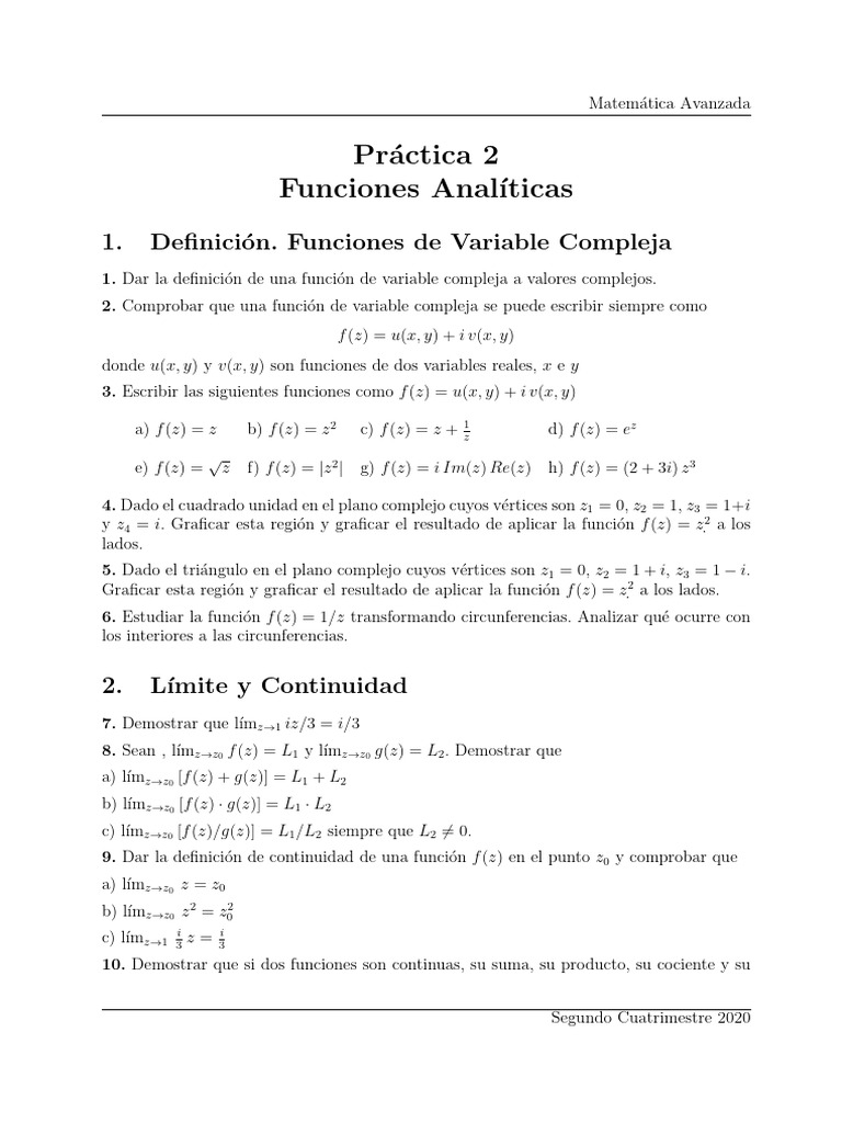 Practica 2 | PDF | Álgebra | Análisis matemático