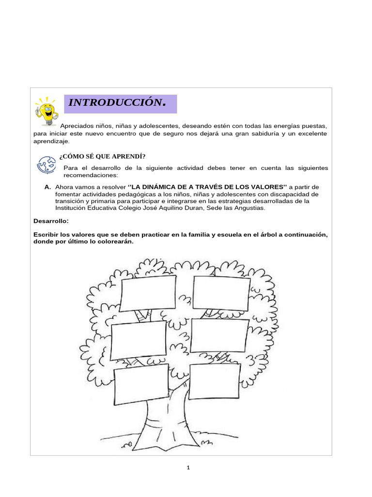 ACTIVIDAD Nº5 - A Traves de Los Valores | PDF