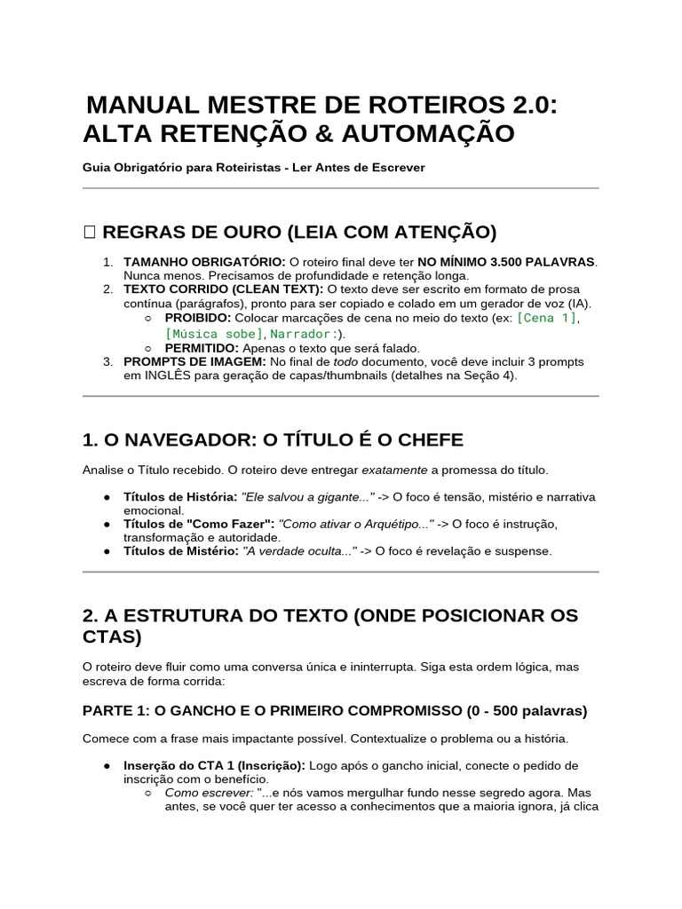 Cópia de Manual de Roteiros Padrão | PDF | Roteiro