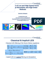 Implicit LES of Low and High Speed Flows Using High - Resolution and High - Order Methods