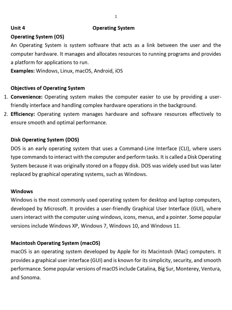 CS XI Unit 4 Operating System | PDF | Operating System | Process ...