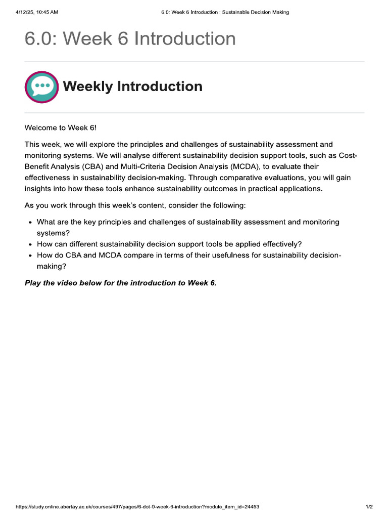 Week 6 - Assessment, Monitoring, and Enhancing Sustainable Development ...