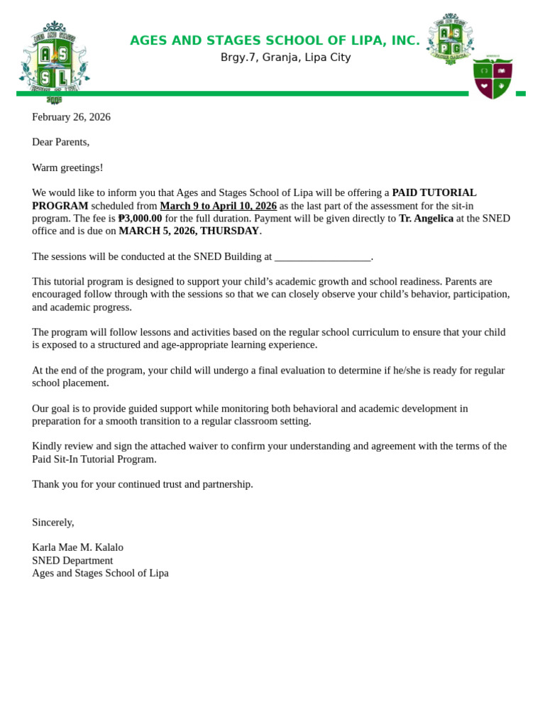 Final Letter For Sit-In | PDF
